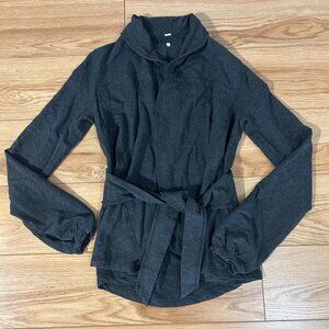 🖤 Lululemon Wrap Cardigan Womens 4 Dark Gray Belt Wrap Tie Soft Modal Knit EUC